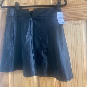 Black leather-like skater skirt